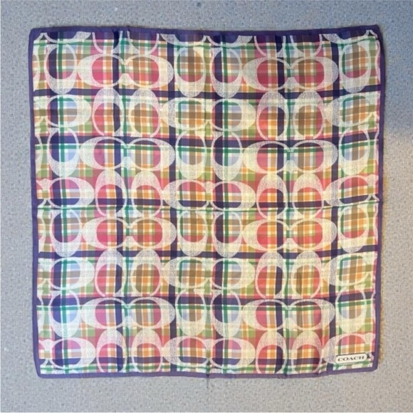 Coach Colorful Plaid Silk Scarf - Picture 2 of 5